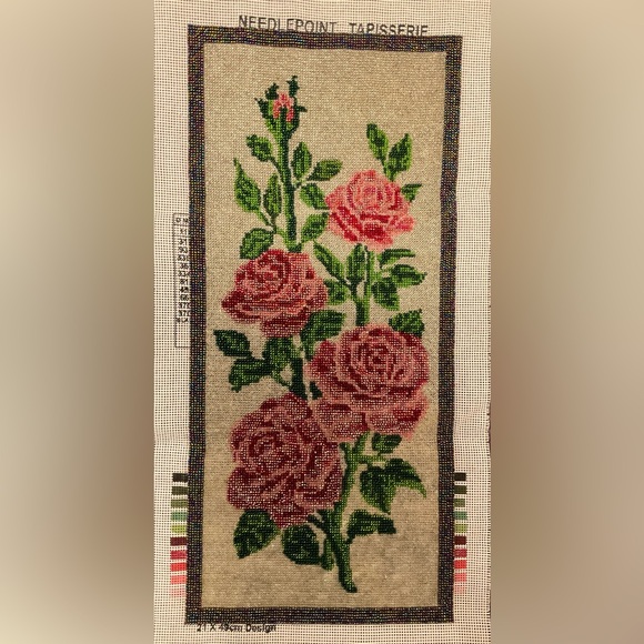 Other - 🌸 Fully Beaded Floral Needlepoint Tapestry Canvas